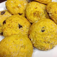Chocolate Chip Pumpkin scones and Blueberry muffins