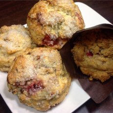 Strawberry Pistachio scones and Cranberry Chocolate Chip muffins 