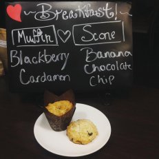 Blackberry Cardamon Muffin & Banana Chocolate Chip Scone
