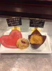 Cherry Vanilla Scone and Cinnamon Oat Walnut Muffin