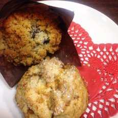 Blueberry Muffins and Toffee, Almond, Coconut Scones
